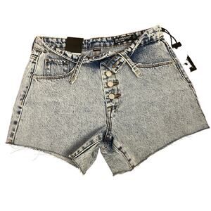 Blank NYC The Boy Short NWT Stretch Denim Cutoff Folded Shorts Size 25